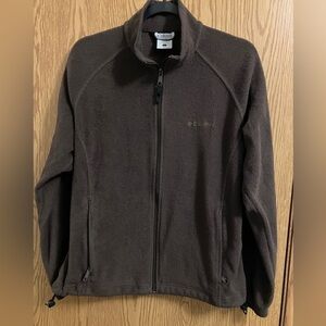 Columbia Dark Brown Fleece Jacket Women’s Size Large full zip up with pockets